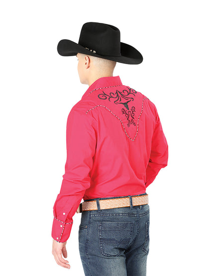 The Vaquero Embroidered Shirt — Crimson &amp; Black