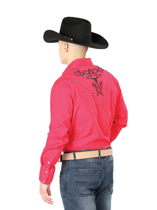 The Vaquero Embroidered Shirt — Crimson &amp; Black