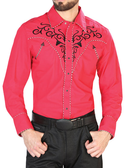 The Vaquero Embroidered Shirt — Crimson &amp; Black