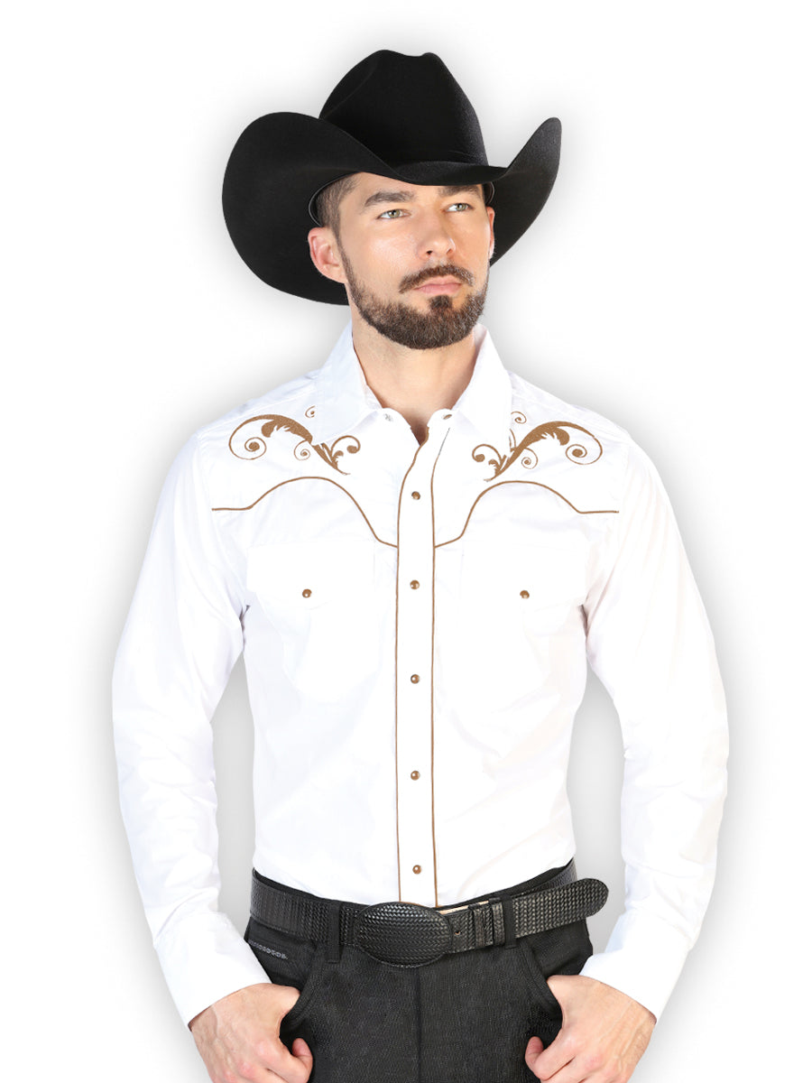The Vaquero Embroidered Shirt — White & Black (No. 42957)
