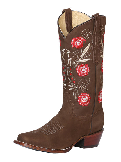 The Women's Square Toe Rodeo Boot — Brown Suede (No. 42984)