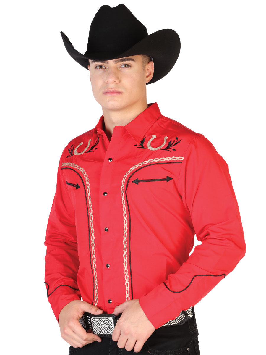 The Vaquero Embroidered Shirt — Red &amp; Black