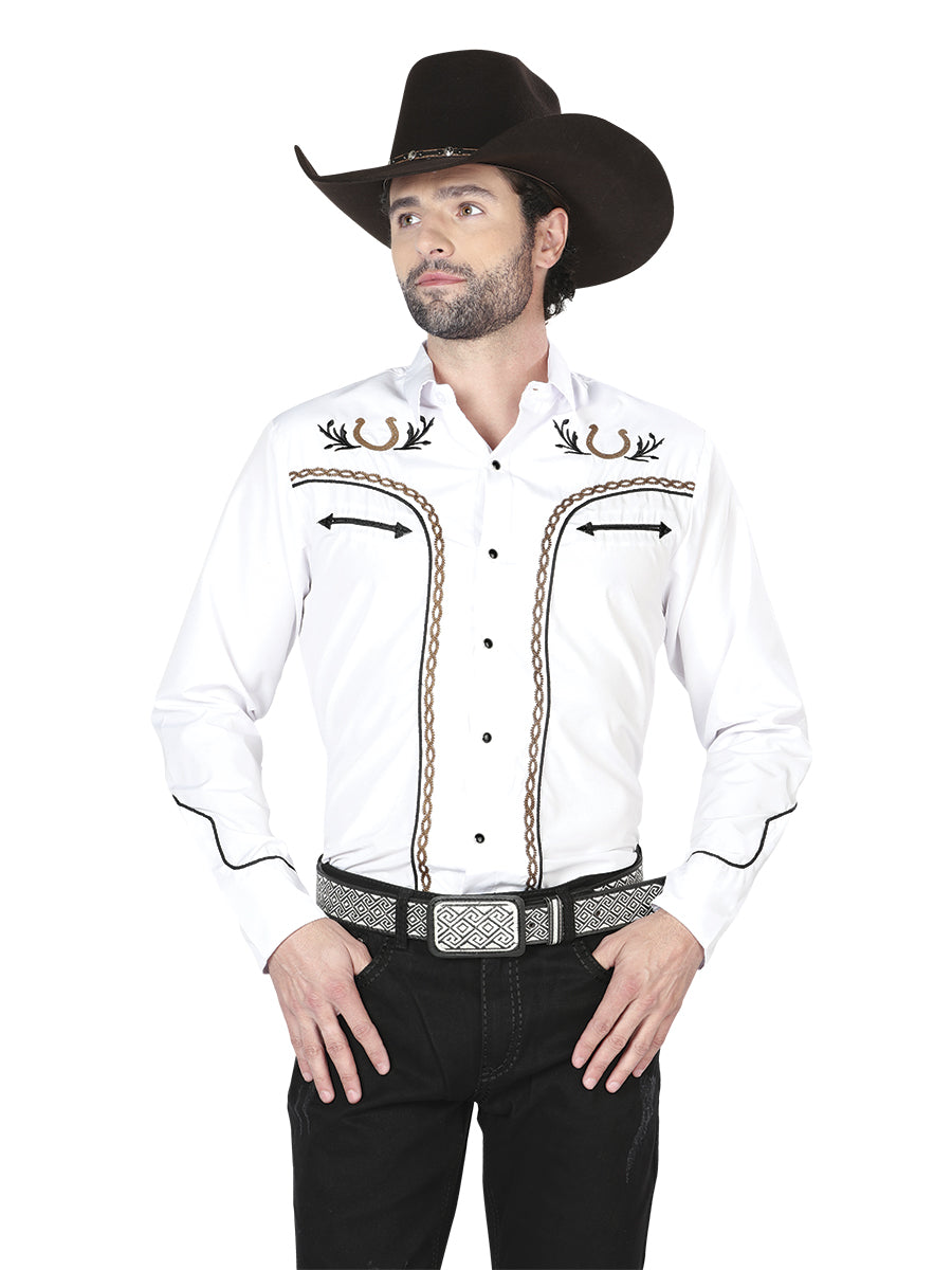 The Vaquero Embroidered Shirt — White &amp; Gold