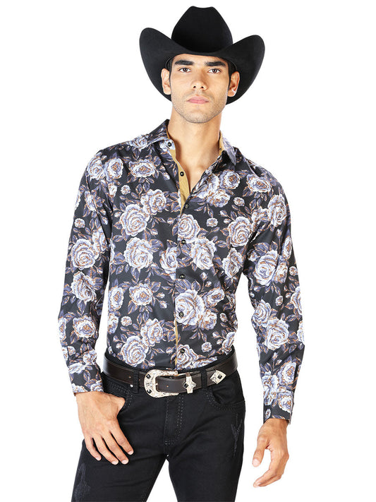 The Rancher Long Sleeve Shirt — Black & Beige