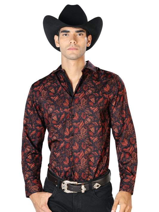 The Rancher Long Sleeve Shirt — Black & Brick