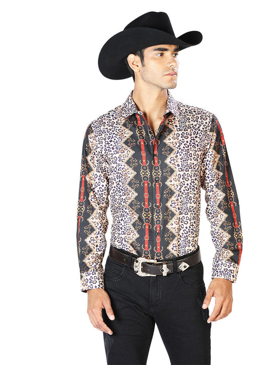 The Rancher Long Sleeve Shirt — Black & Leopard