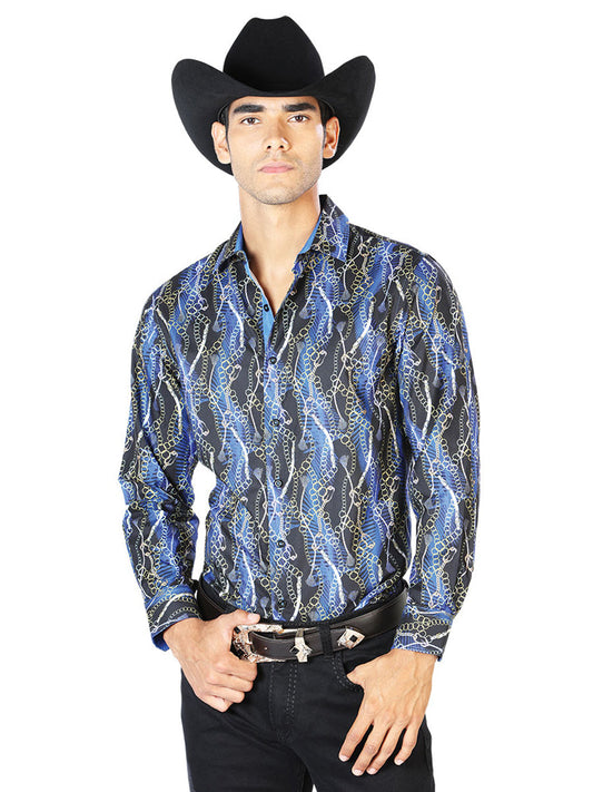 The Rancher Long Sleeve Shirt — Black & Blue