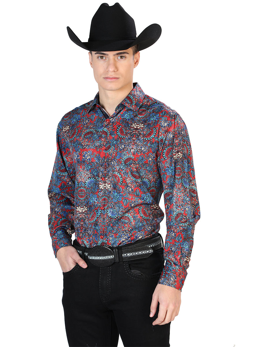 Red Casual Long Sleeve Shirt 43867