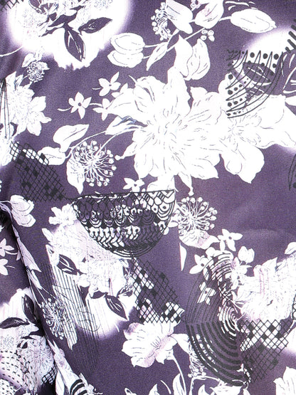 Purple Flower Print Long Sleeve Shirt 43948