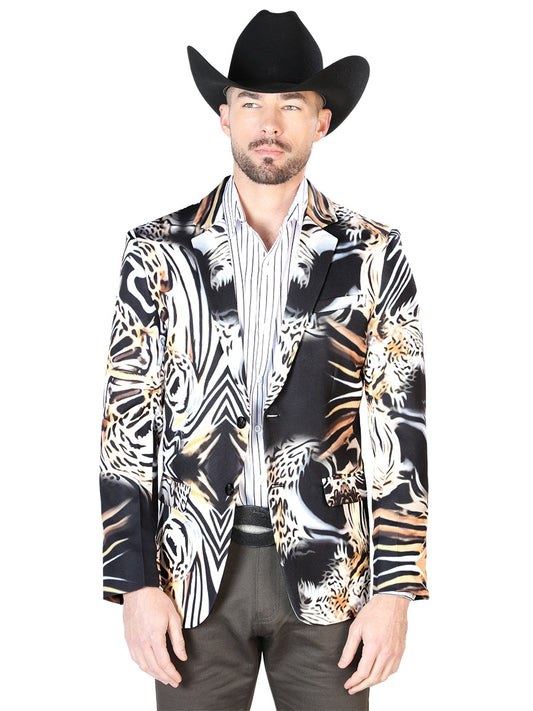 The Printed Dress Blazer — Black & Gold (No. 44001)