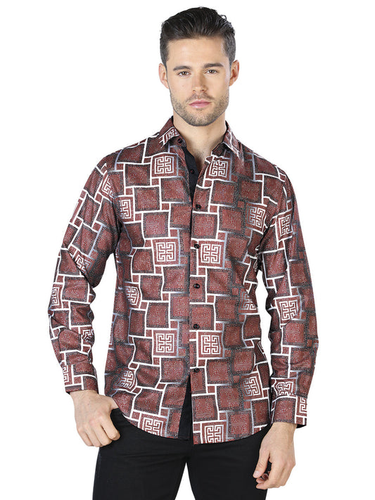 Burgandy Casual Long Sleeve Shirt 44006