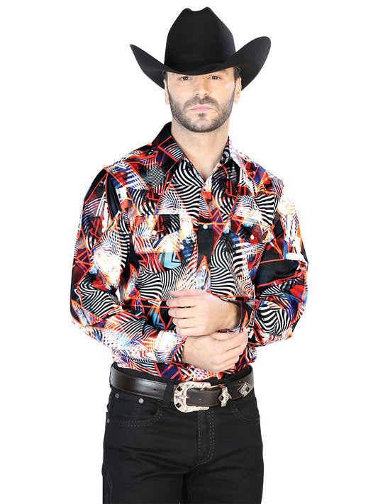 Burgundy/White Casual Long Sleeve Shirt 44084