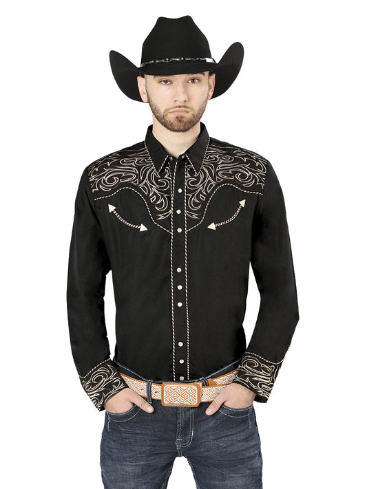 The Vaquero Embroidered Shirt — Black & Gold (No. 44198)