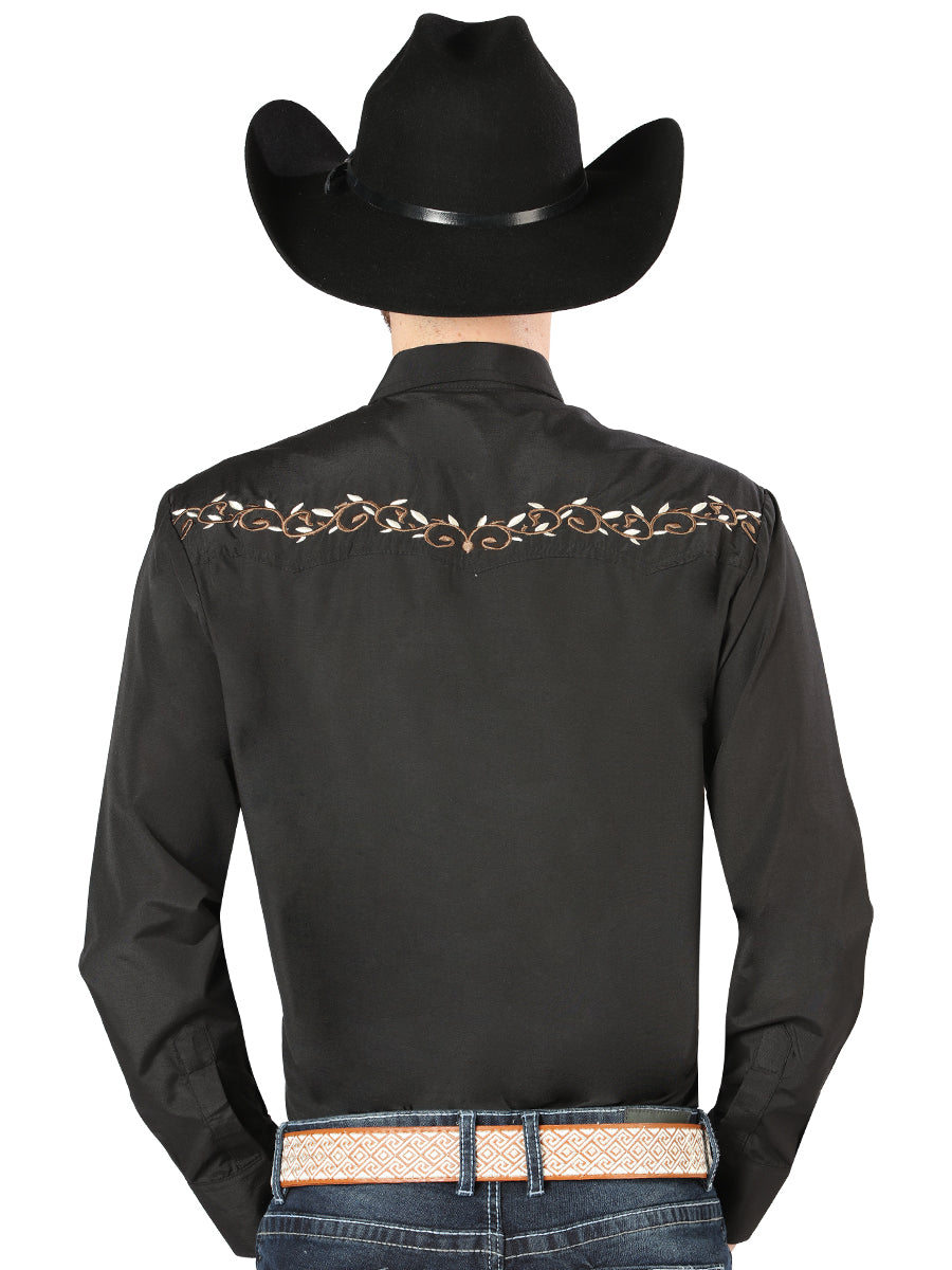 The Vaquero Embroidered Shirt — Black & Gold (No. 44200)