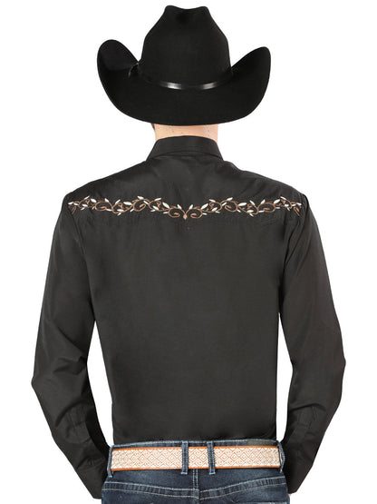 The Vaquero Embroidered Shirt — Black & Gold (No. 44200)