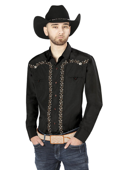 The Vaquero Embroidered Shirt — Black & Gold (No. 44200)