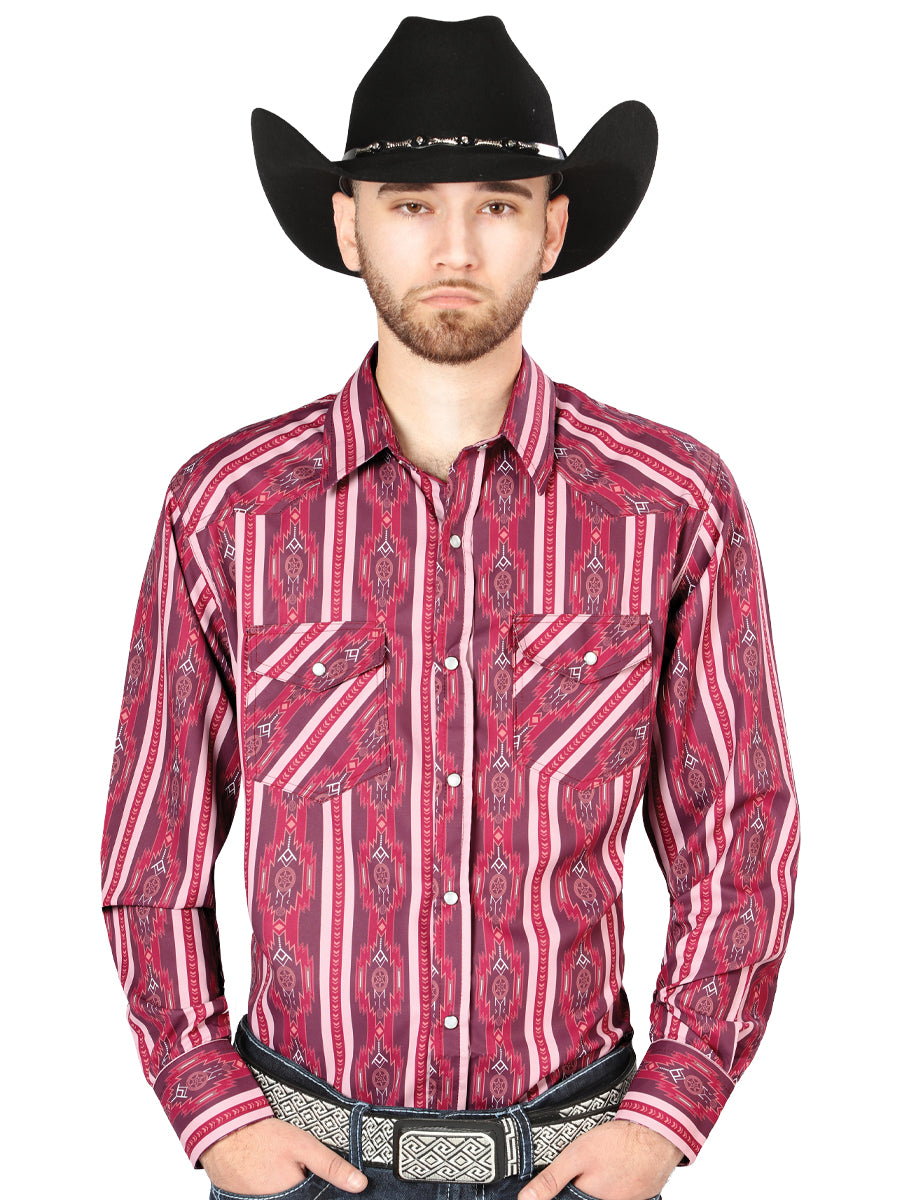 Burgundy Long Sleeve Cowboy Shirt 44221