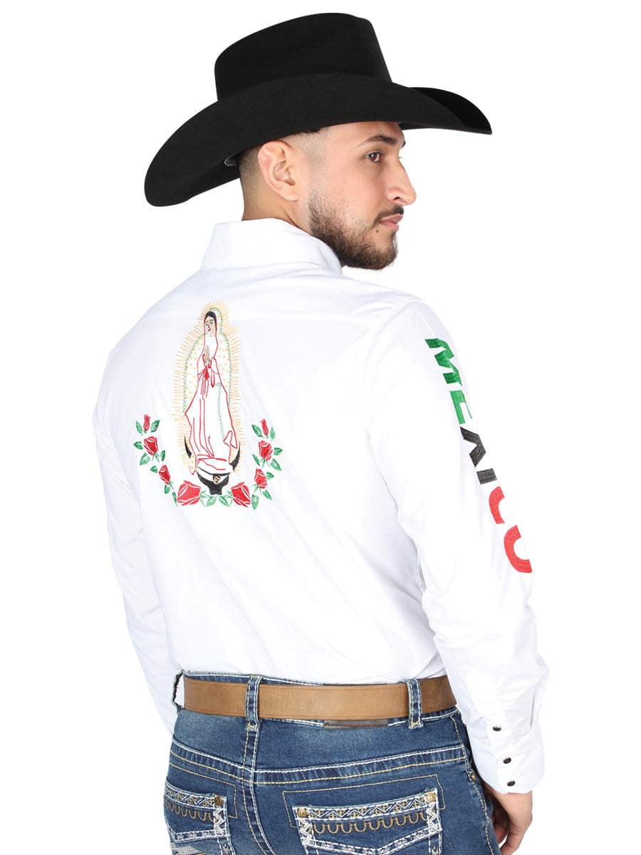 The Vaquero Embroidered Shirt — White with Roses (No. 44294)