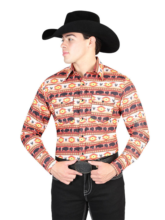The Ranch Western Shirt — Orange (No. 44314)