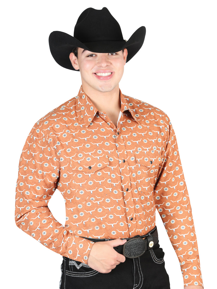 The Ranch Western Shirt — Orange (No. 44328)