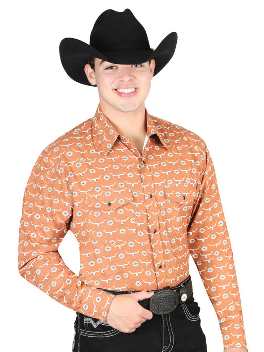 The Ranch Western Shirt — Orange (No. 44328)