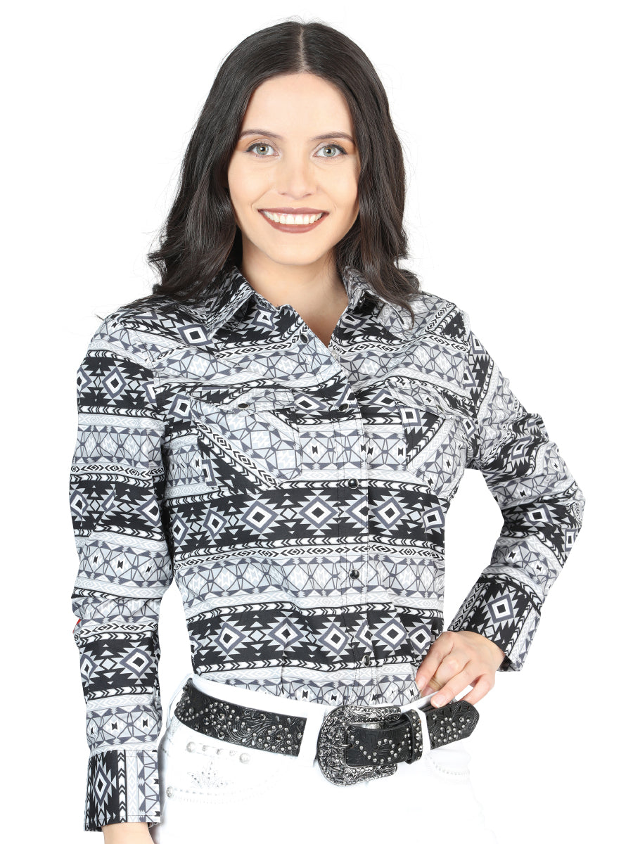 The Women's Everyday Western Shirt — White & Black (No. 44405)