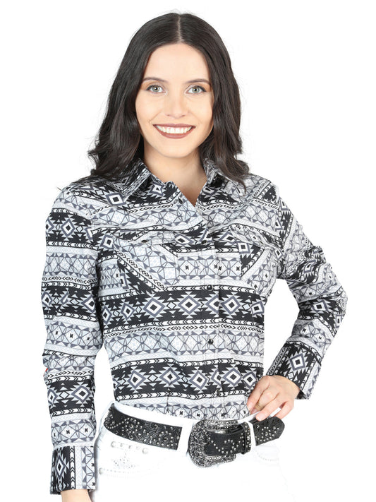 The Women's Everyday Western Shirt — White & Black (No. 44405)