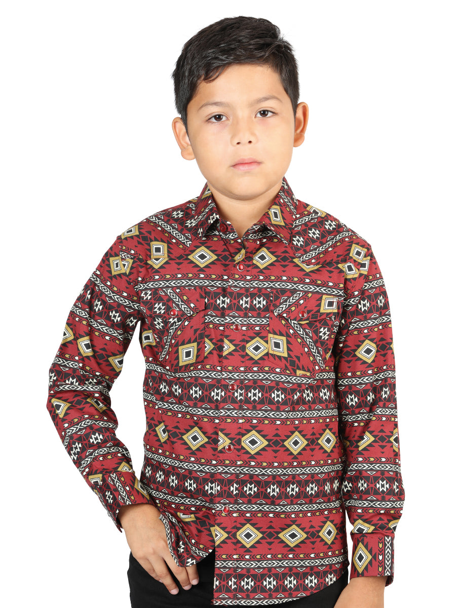 The Kids' Everyday Western Shirt — Burgundy (No. 44413)