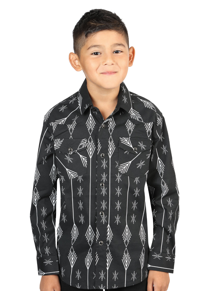 The Kids' Everyday Western Shirt — Black & White (No. 44439)