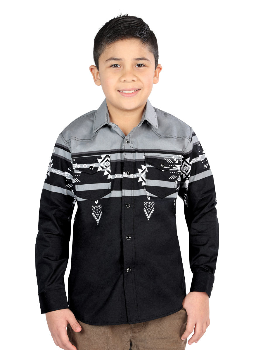 The Kids' Everyday Western Shirt — Black & Grey (No. 44467)