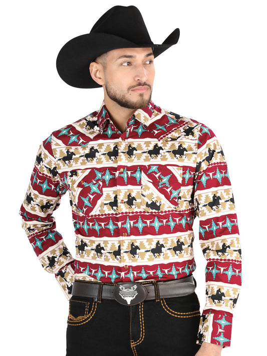 The Everyday Western Shirt — Burgundy, Black & Gold (No. 44476)