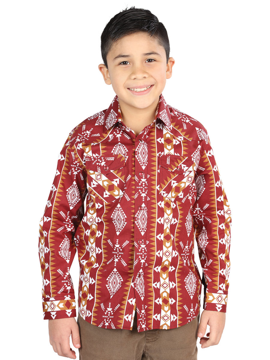The Kids' Everyday Western Shirt — Burgundy (No. 44509)