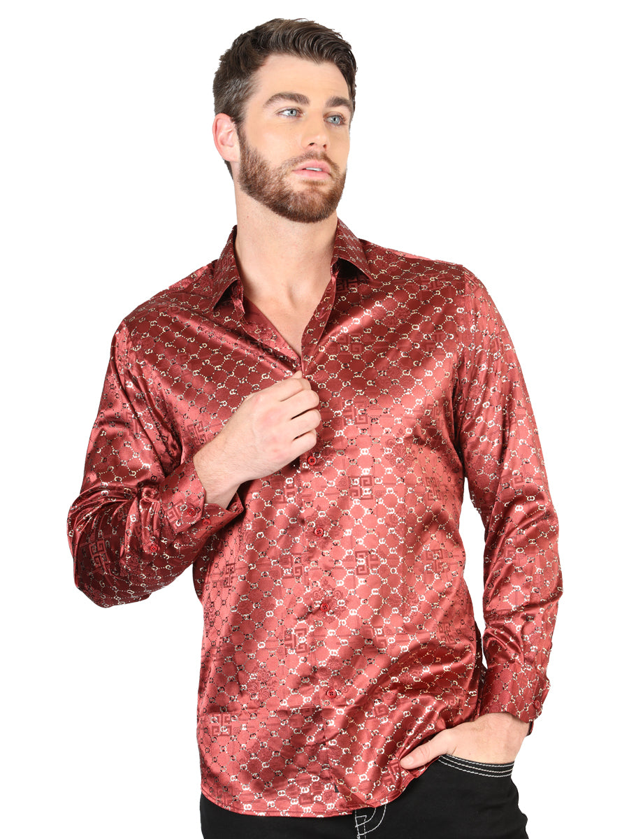 The Everyday Western Shirt — Burgundy & Gold (No. 44546)