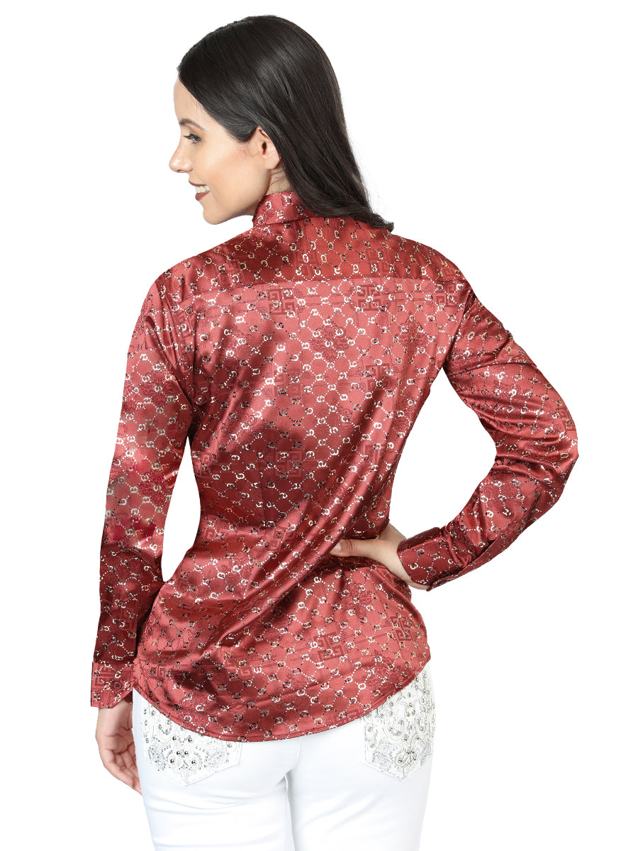 The Women's Everyday Western Shirt — Burgundy & Gold (No. 44555)
