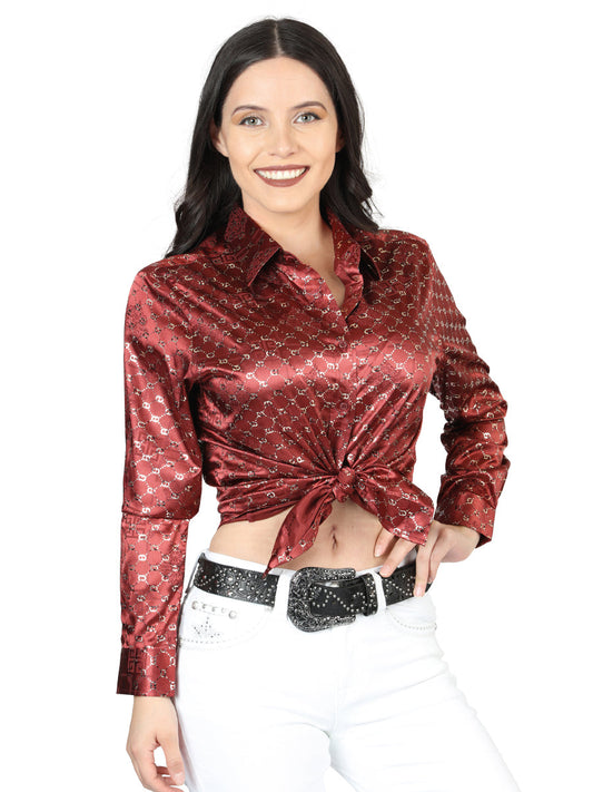 The Women's Everyday Western Shirt — Burgundy & Gold (No. 44555)