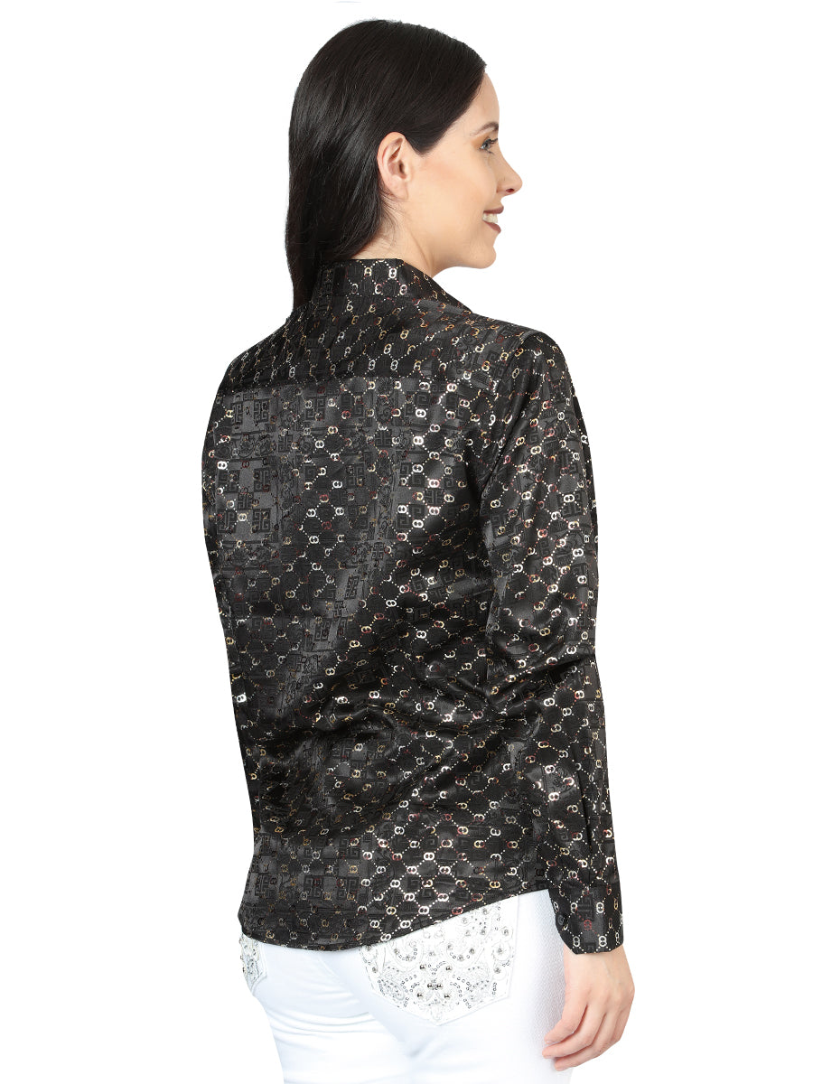 The Women's Everyday Western Shirt — Black & Gold (No. 44558)