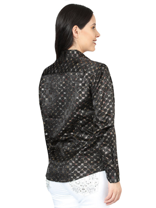 The Women's Everyday Western Shirt — Black & Gold (No. 44558)