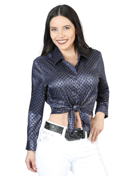 The Women's Everyday Western Shirt — Navy, Black & Gold (No. 44560)