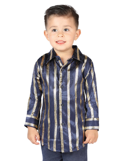 The Kids' Everyday Western Shirt — Navy & Gold (No. 44571)