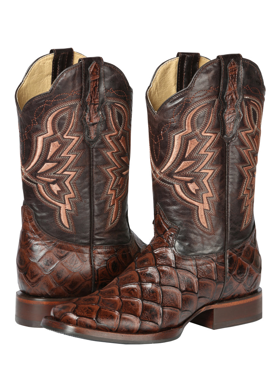 The Rodeo Boot — Brown Pirarucu Print (No. 44664)