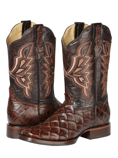 The Rodeo Boot — Brown Pirarucu Print (No. 44664)