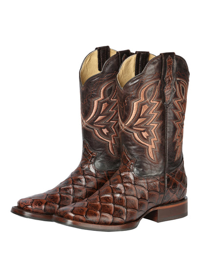 The Rodeo Boot — Brown Pirarucu Print (No. 44664)