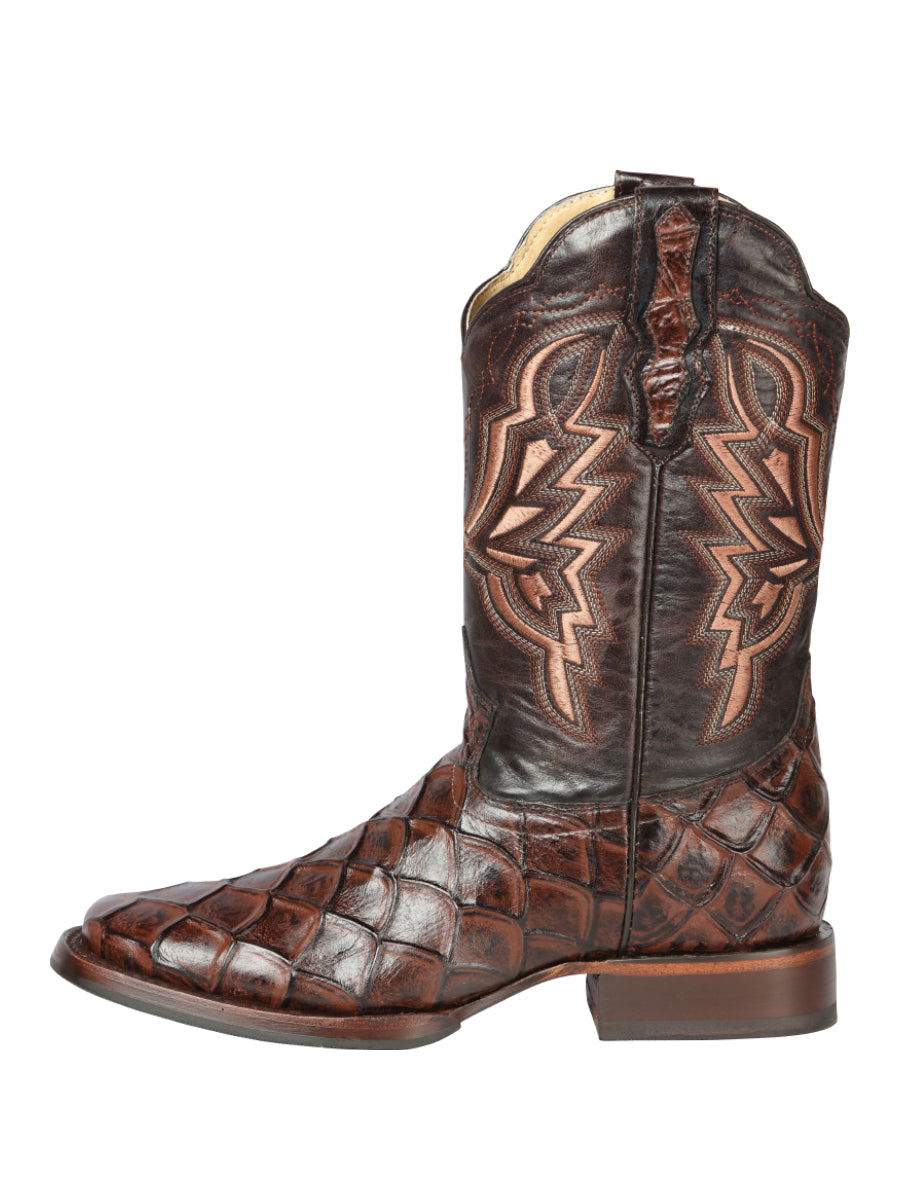 The Rodeo Boot — Brown Pirarucu Print (No. 44664)