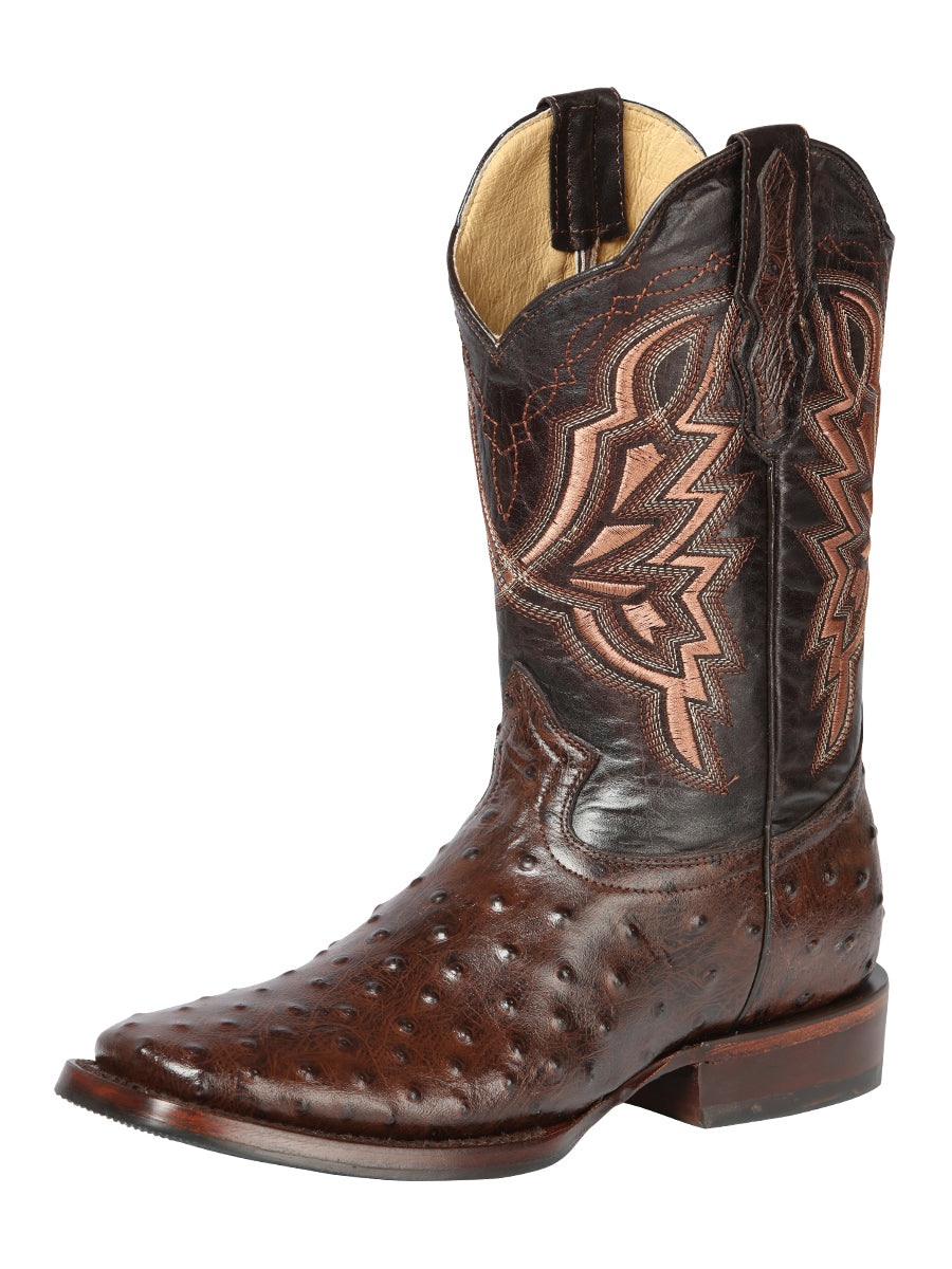 The Rodeo Boot — Brown Ostrich Print (No. 44665)