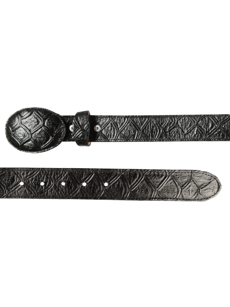 The Cowboy Belt — Black Pirarucu Print (No. 44667)