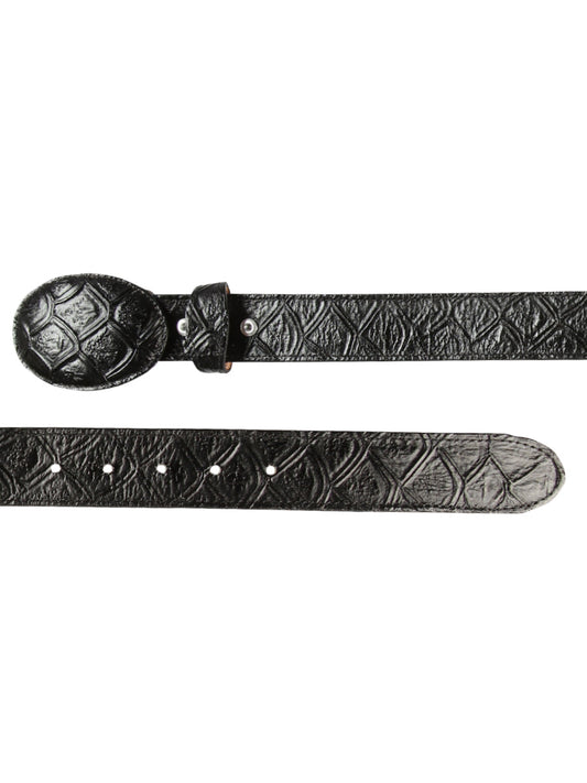 The Cowboy Belt — Black Pirarucu Print (No. 44667)