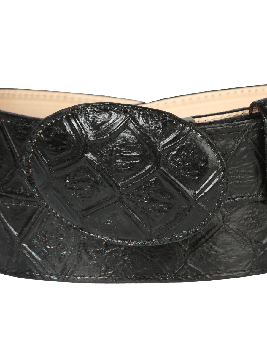 The Cowboy Belt — Black Pirarucu Print (No. 44667)