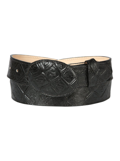 The Cowboy Belt — Black Pirarucu Print (No. 44667)