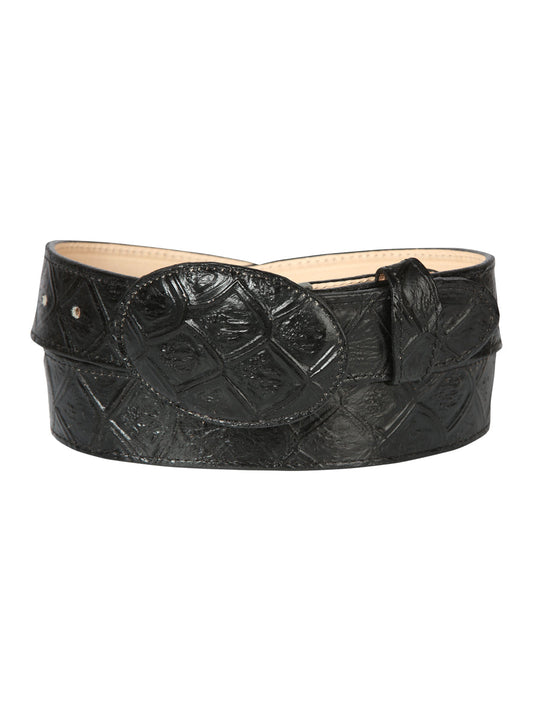 The Cowboy Belt — Black Pirarucu Print (No. 44667)
