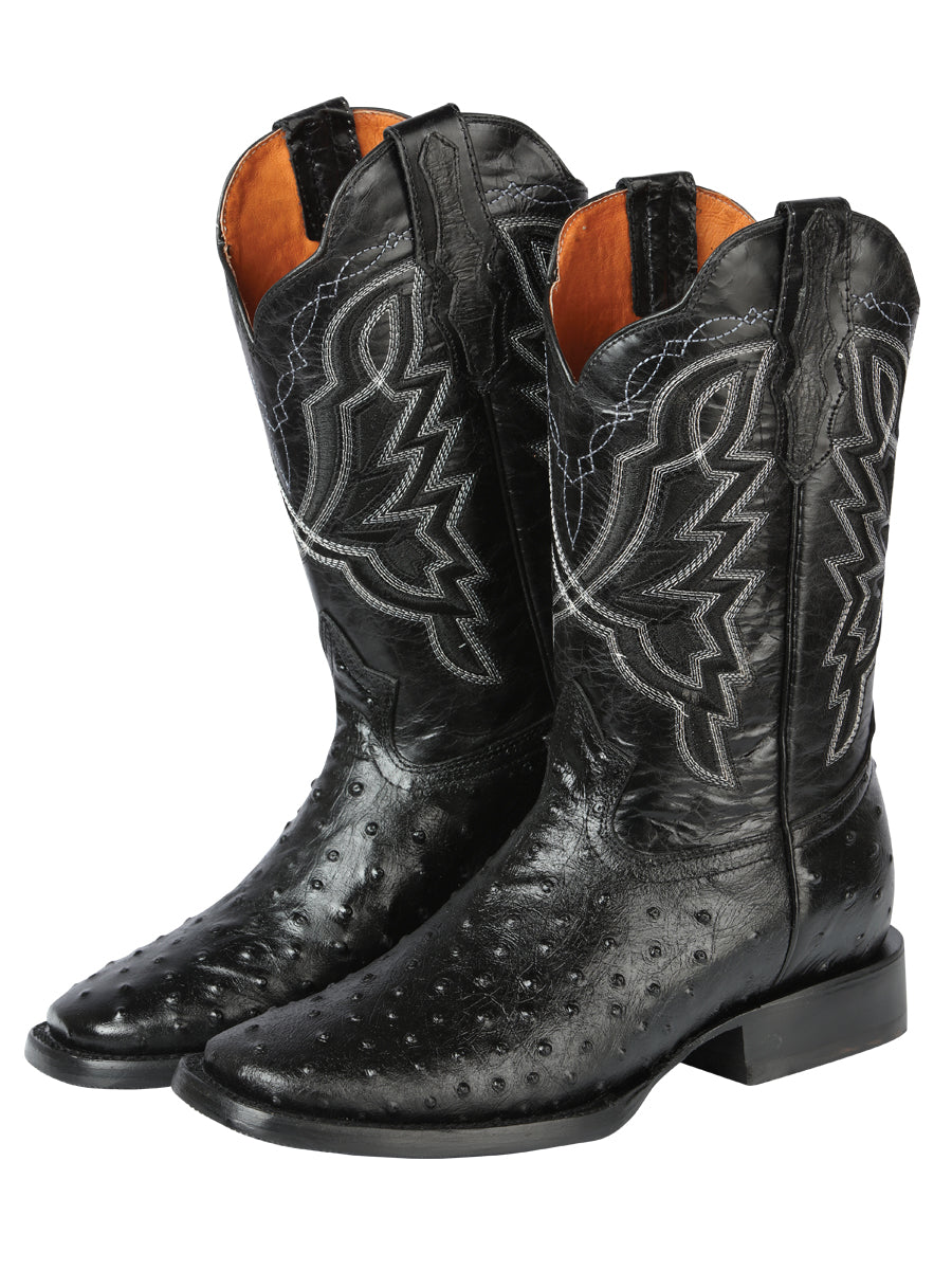 The Pro Rodeo Boot — Black Ostrich Print (No. 44673)